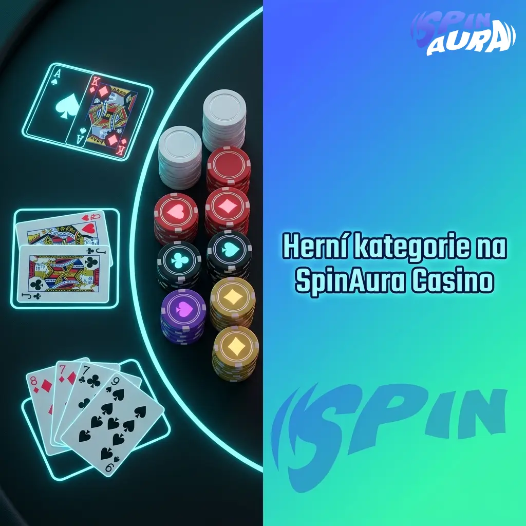Přehled herních kategorií na SpinAura Casino – sloty, jackpoty, stolní hry, crash hry, video poker a losy