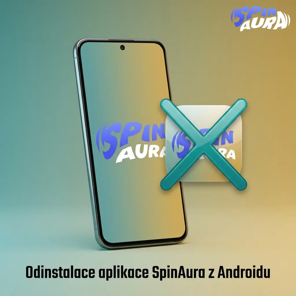 Odinstalace aplikace SpinAura z Androidu podržením ikony a výběrem možnosti Odinstalovat