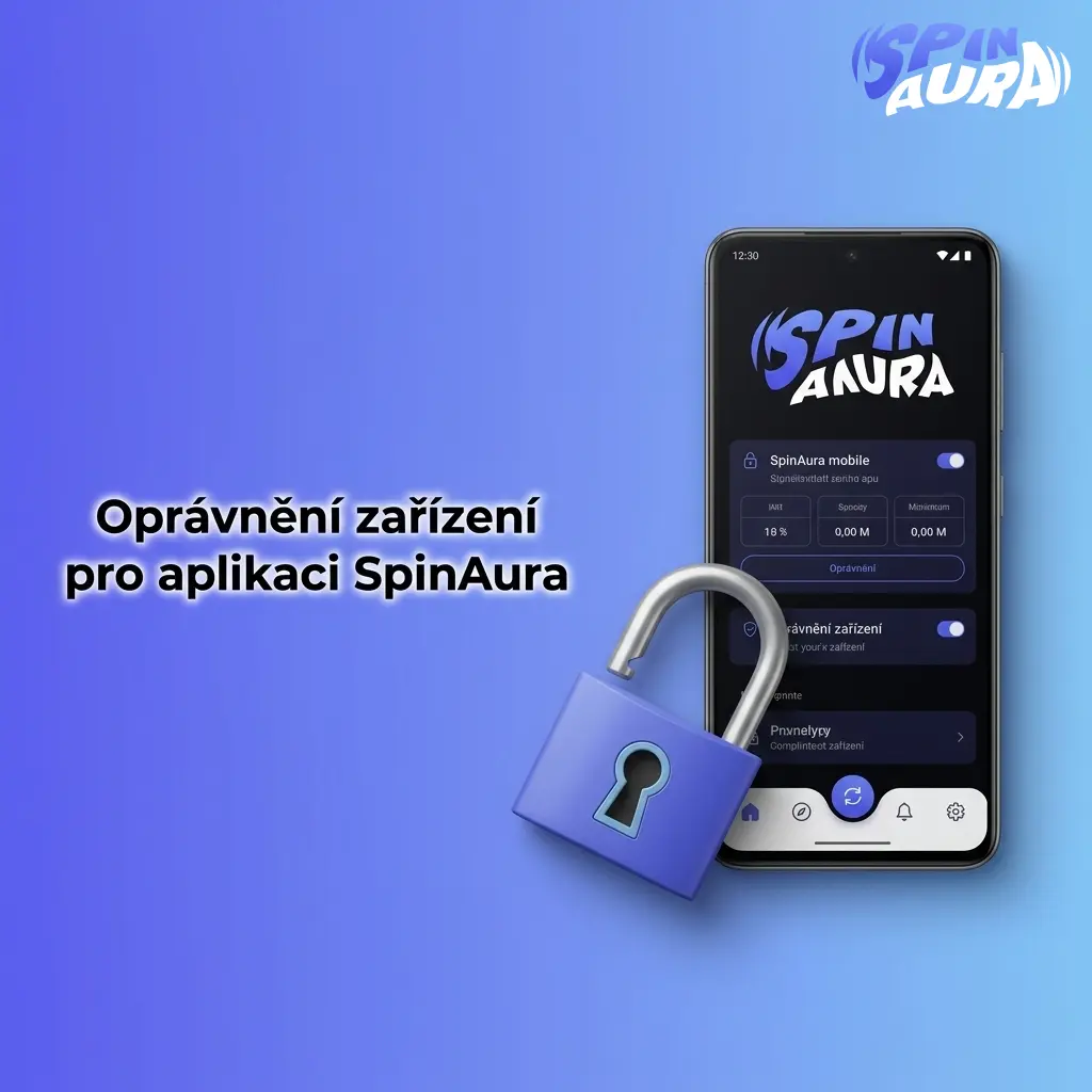 Oprávnění aplikace SpinAura: instalace mimo Google Play, úložiště, fotoaparát, poloha, biometrie a SMS pro ověření
