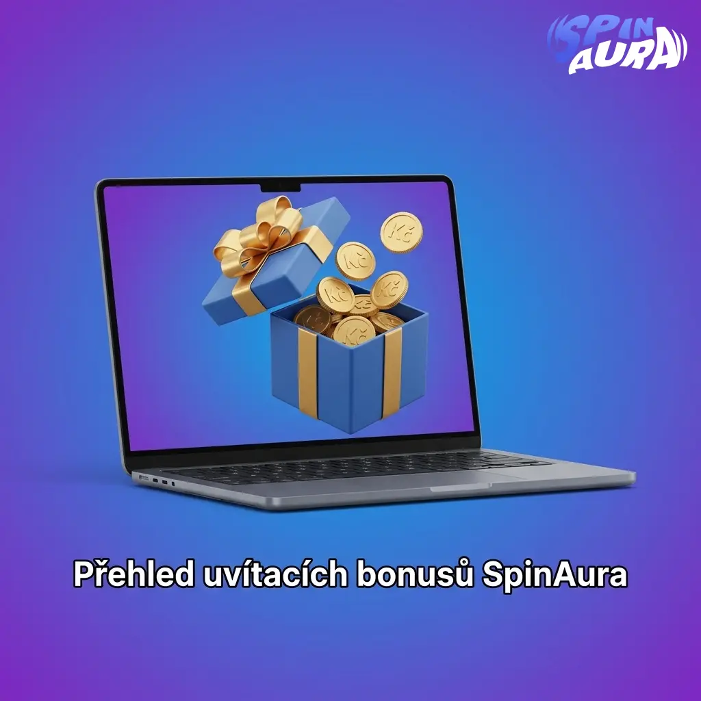 Tabulka uvítacího bonusu SpinAura: 100% bonus do 15 000 EUR a 350 free spinů, wagering a minimální vklad 20 EUR.